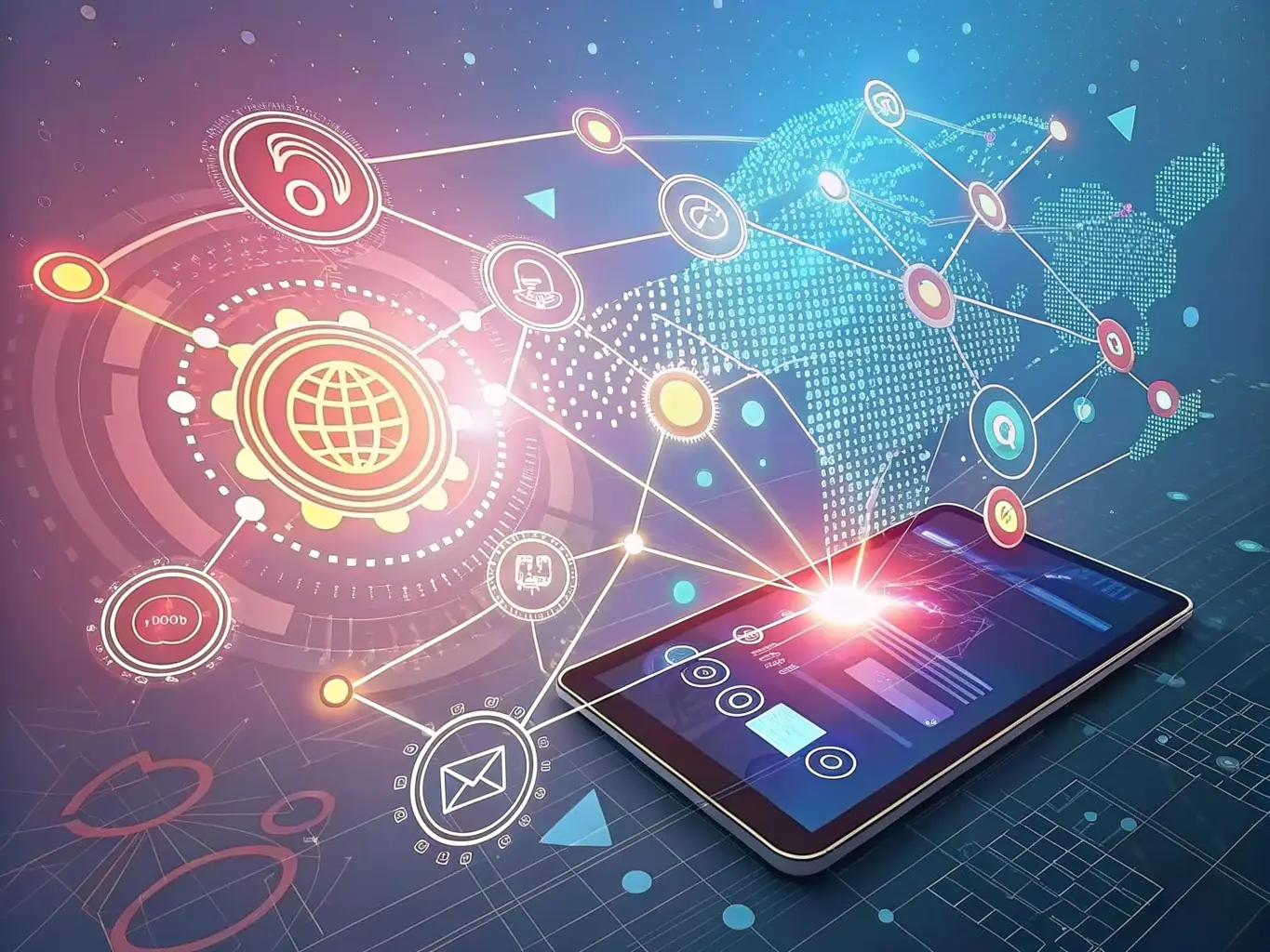 A dynamic image representing adaptive strategies in a business setting, showing interconnected nodes adapting to changing market conditions.